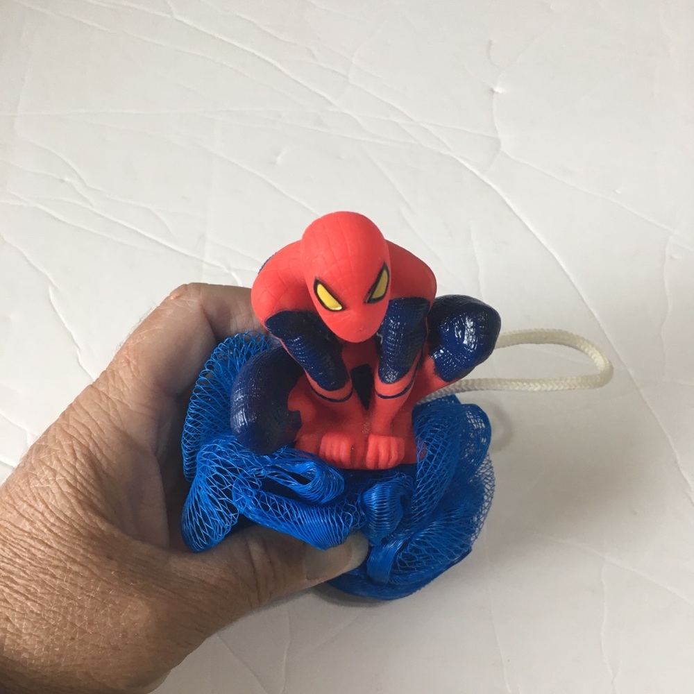 Spiderman Red & Blue Kids Bath Toy with Mesh Scrubber